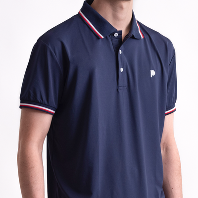 Men's Puttery Navy Tipped Polo w/Embroidery