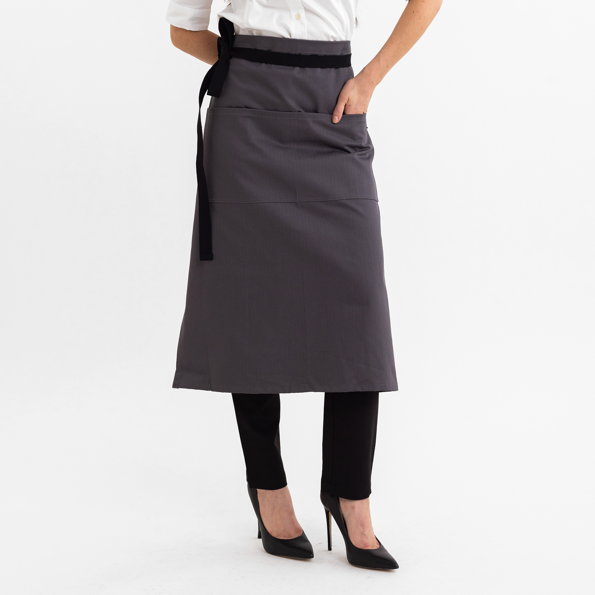 Charcoal Herringbone Bistro Apron - Made in USA – Stock Mfg. Co.