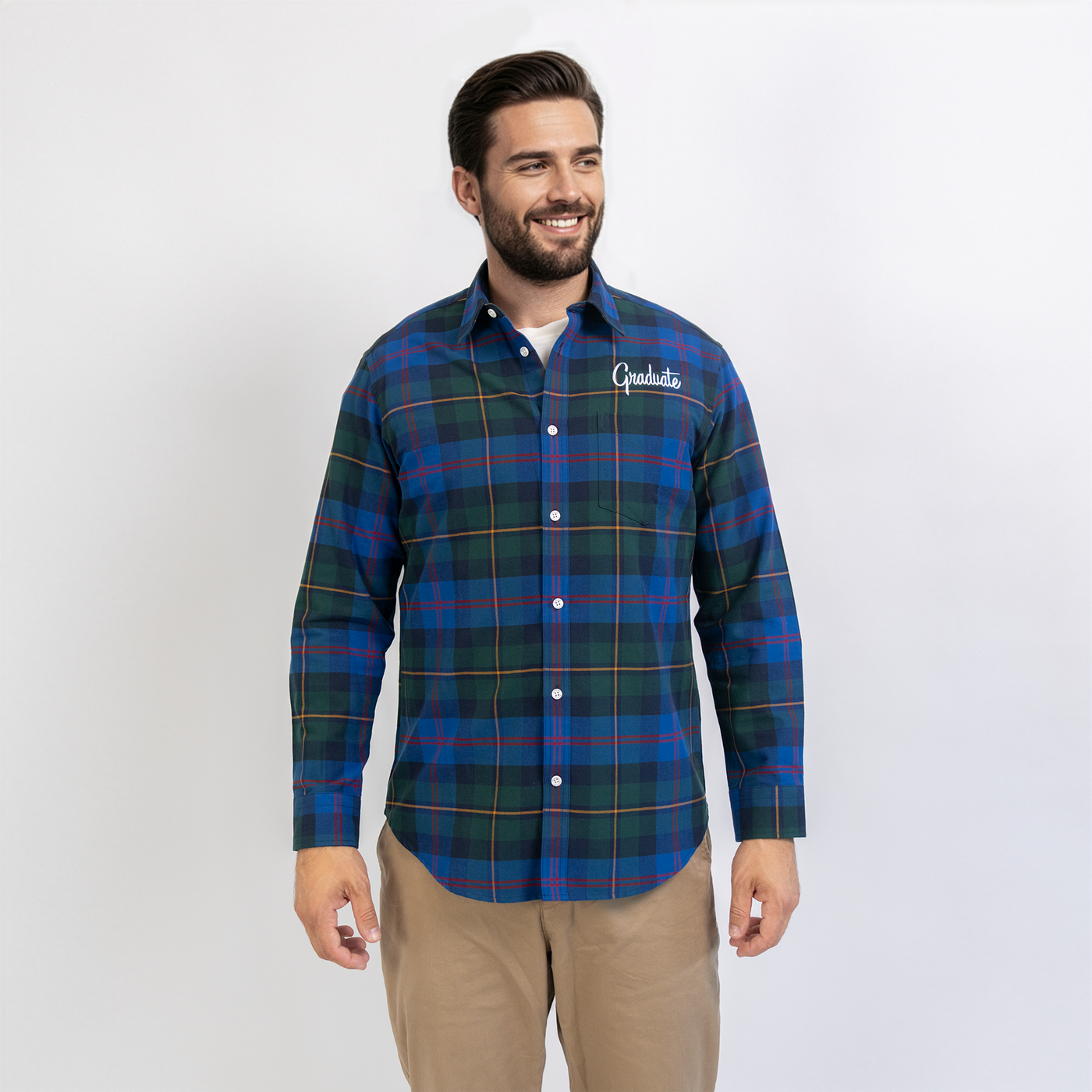Men's Ivy League Plaid Oxford w/ Graduate Logo