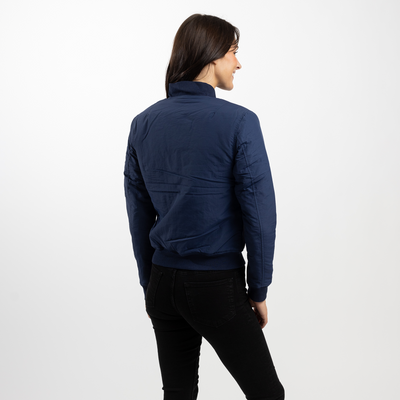 Women's Navy Bomber Jacket with Quilted Lining