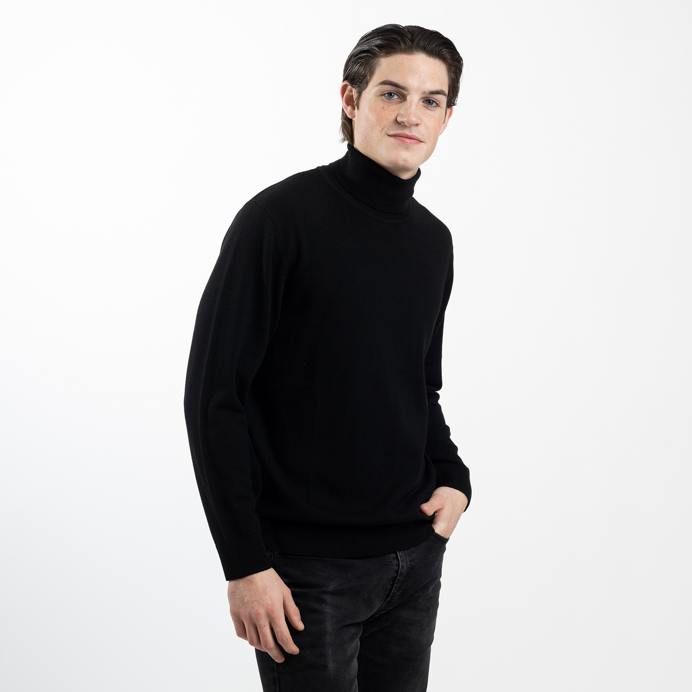 Men's Black Turtleneck Sweater
