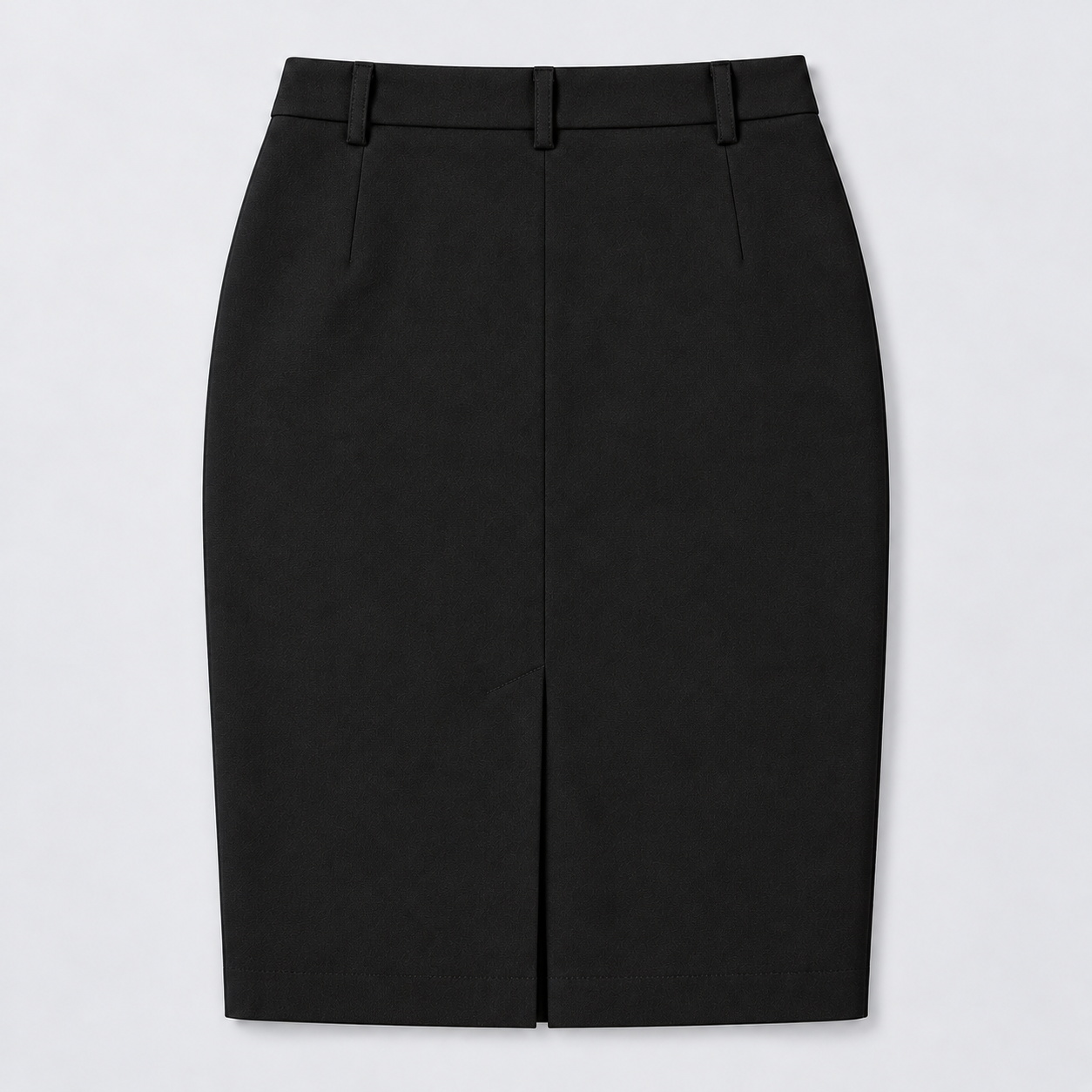 Flat Back Ruby Women's Black Tech Pencil Skirt | Stock Mfg.