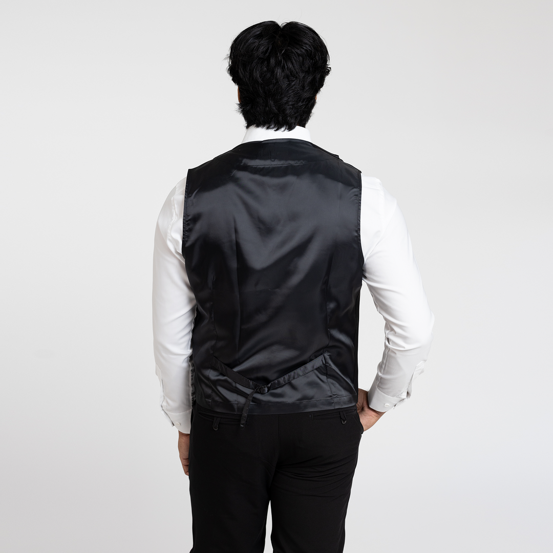 Men's Black Double Breasted Shawl Collar Vest – Stock Mfg.