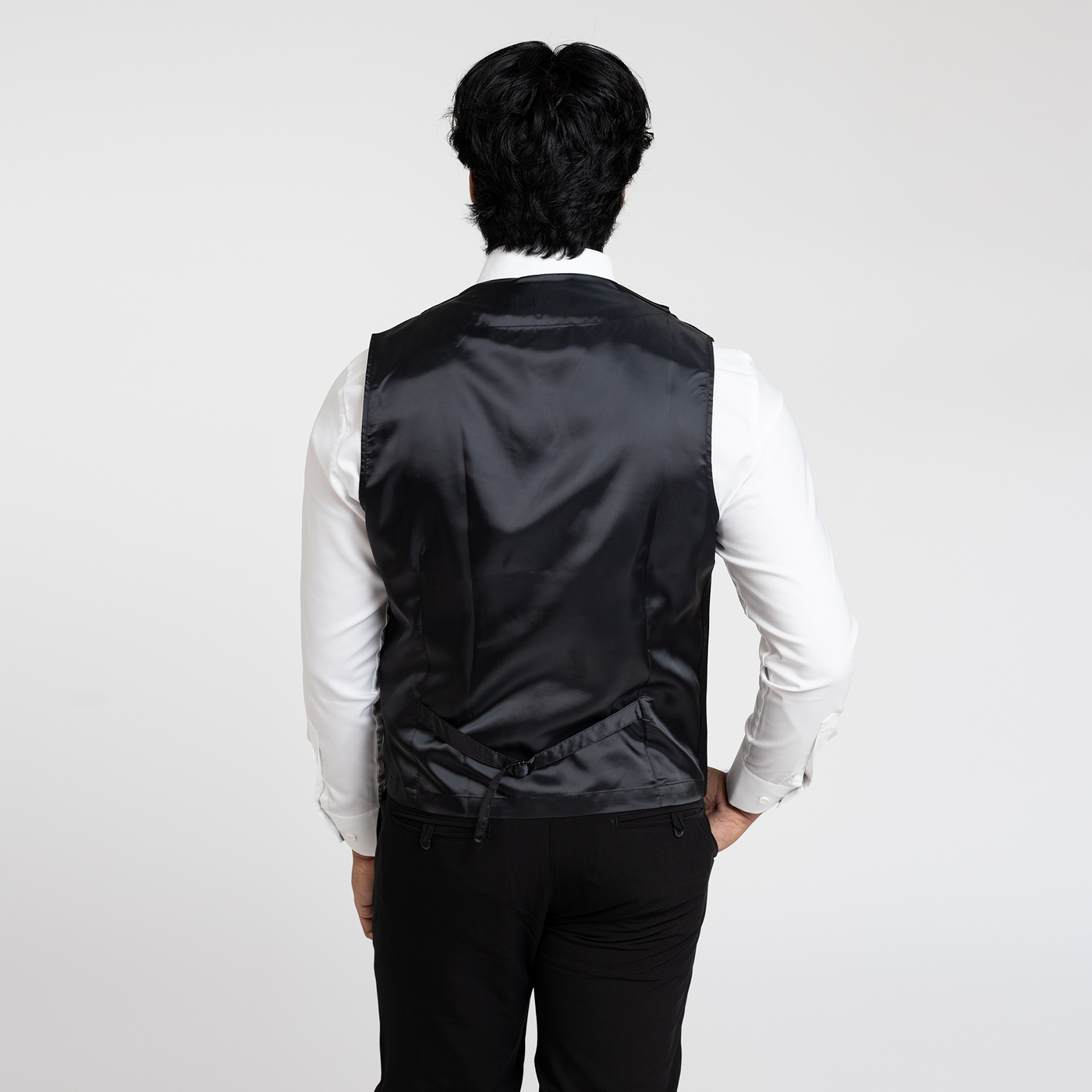 Men's Black Double Breasted Shawl Collar Vest
