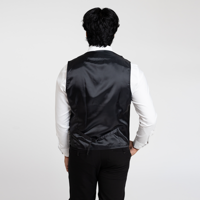 Men's Black Double Breasted Shawl Collar Vest