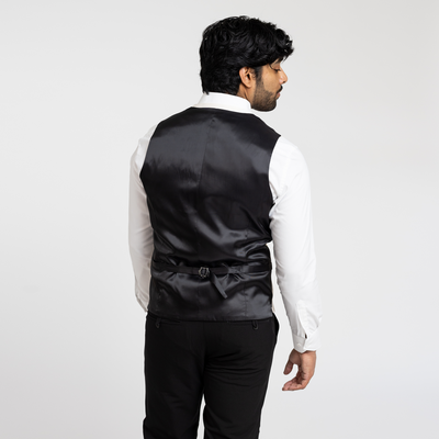 Men's White Double Breasted Shawl Collar Vest