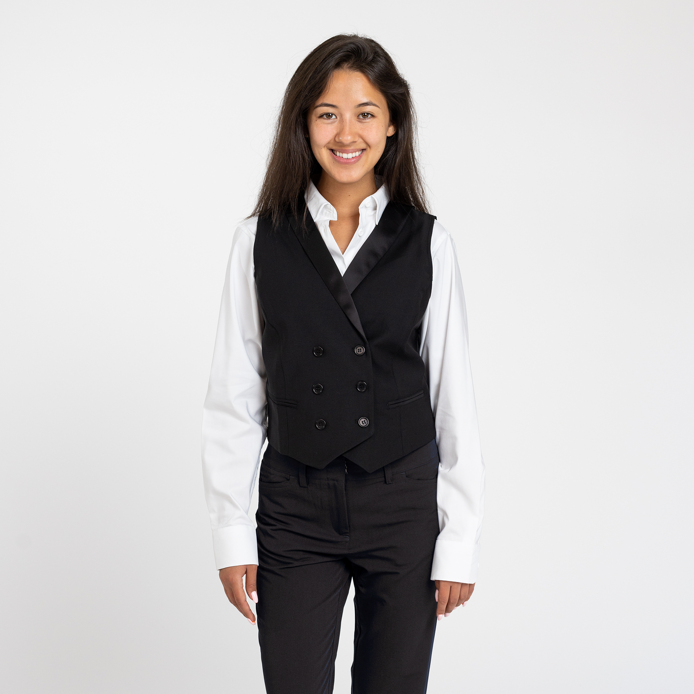 Women's Black Double Breasted Shawl Collar Vest Women's Black Double Breasted Shawl Collar Vest