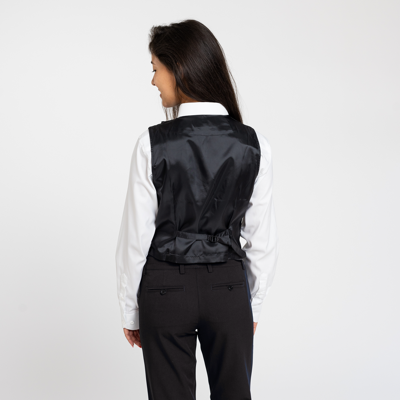 Women's Black Double Breasted Shawl Collar Vest