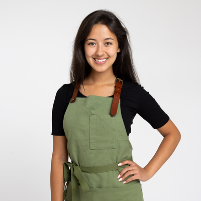 Army Green Canvas Stock Apron with Leather Strap