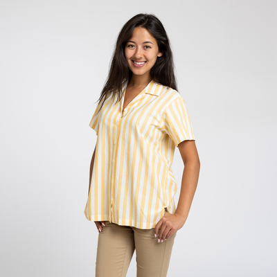 Women's SS Goldenrod Wide-Striped Shirt