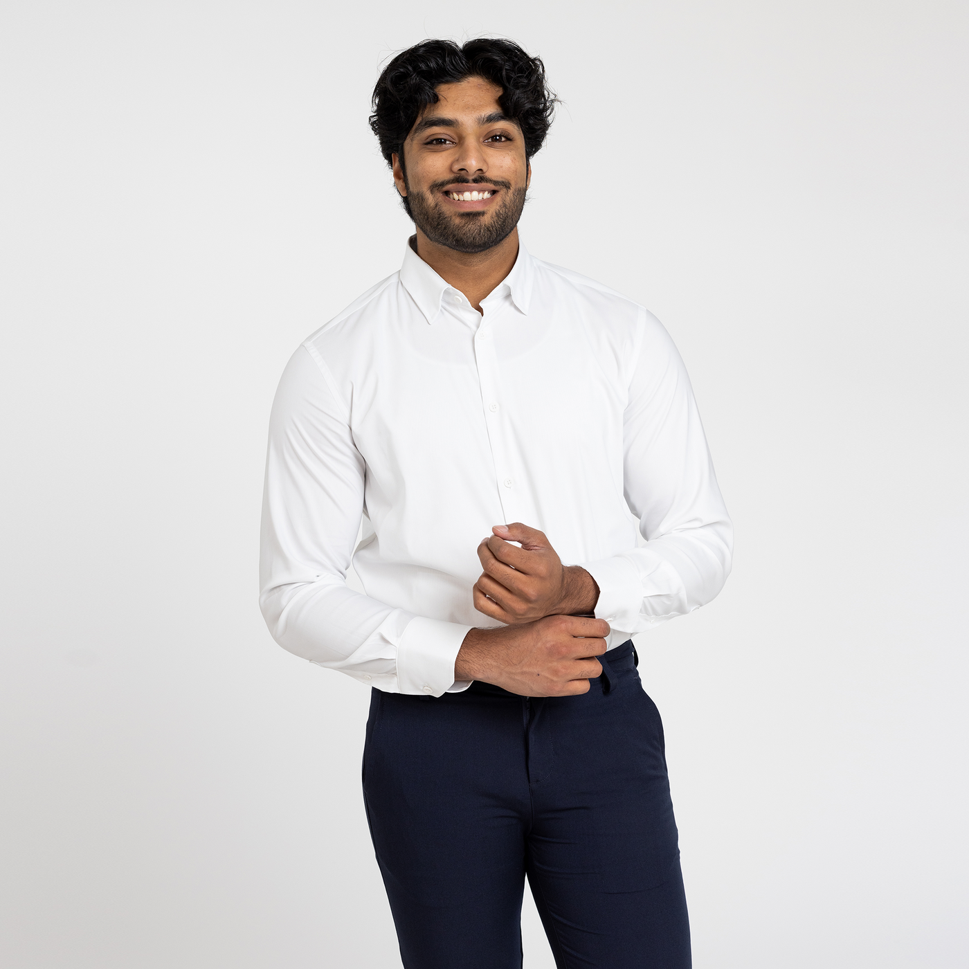 Men's White Coolmax Dress Shirt - Form and Function | Stock Mfg. Men's White Coolmax Dress Shirt - Form and Function | Stock Mfg.
