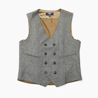 Men's Gold Back Tweed Double Breasted Vest