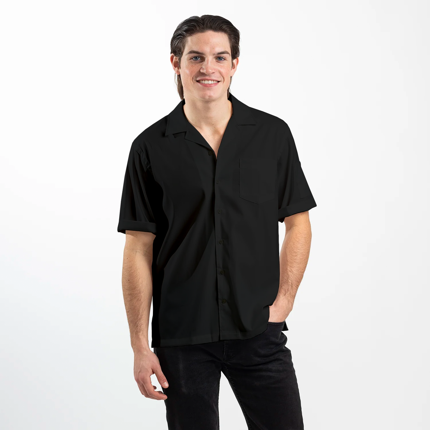 Men's Black Coolmax Short Sleeve Chef Shirt