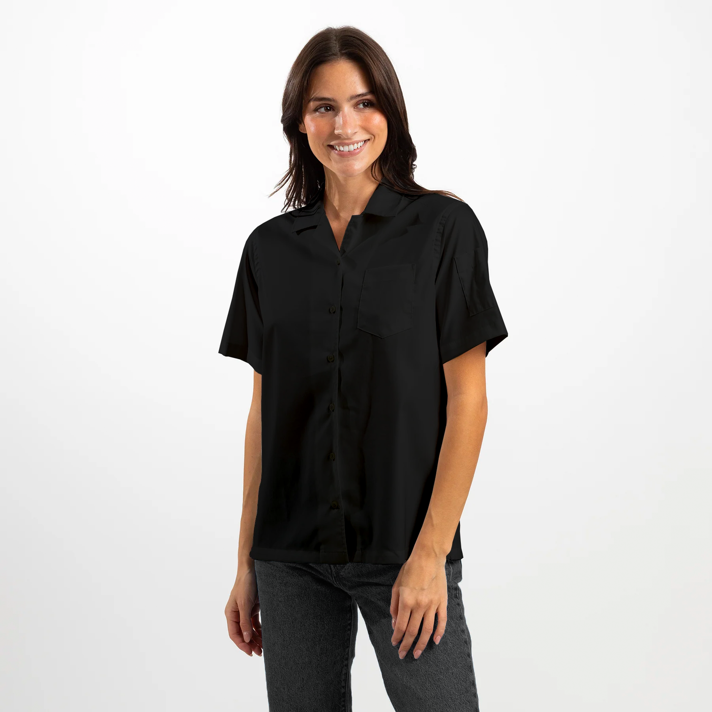 Women's Black Coolmax Short Sleeve Chef Shirt