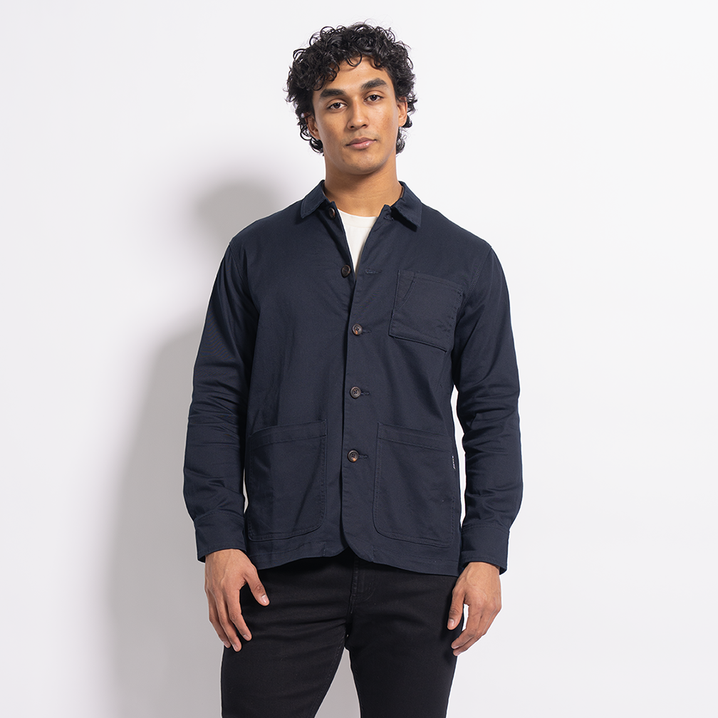 Men's StockTech Washed Twill Navy Chore Coat