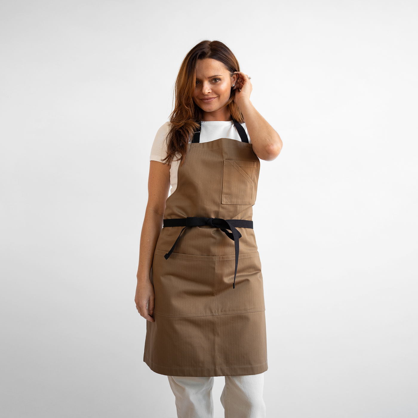 Coyote Herringbone Crossback Bib Apron