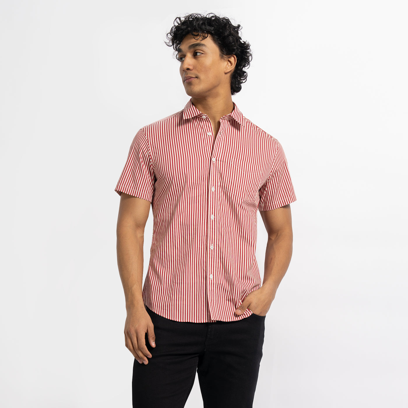 Custom Men's Small Cheval Stripe SS Collared Shirt