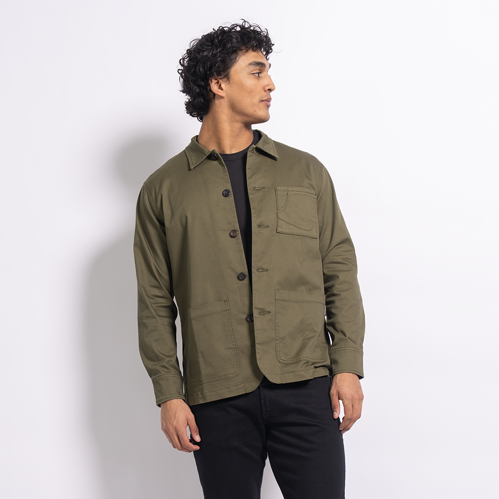 Men's StockTech Washed Twill Olive Chore Coat