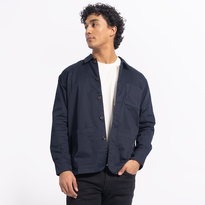 Men's StockTech Washed Twill Navy Chore Coat