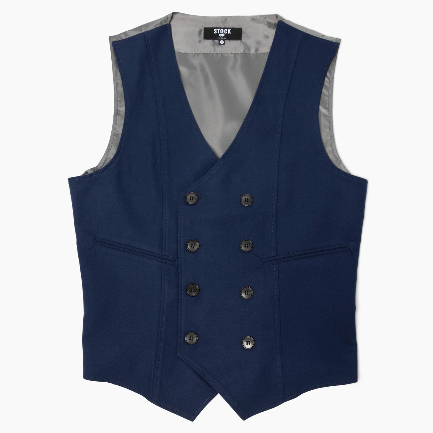 Men's Double Breasted Navy Tech Vest