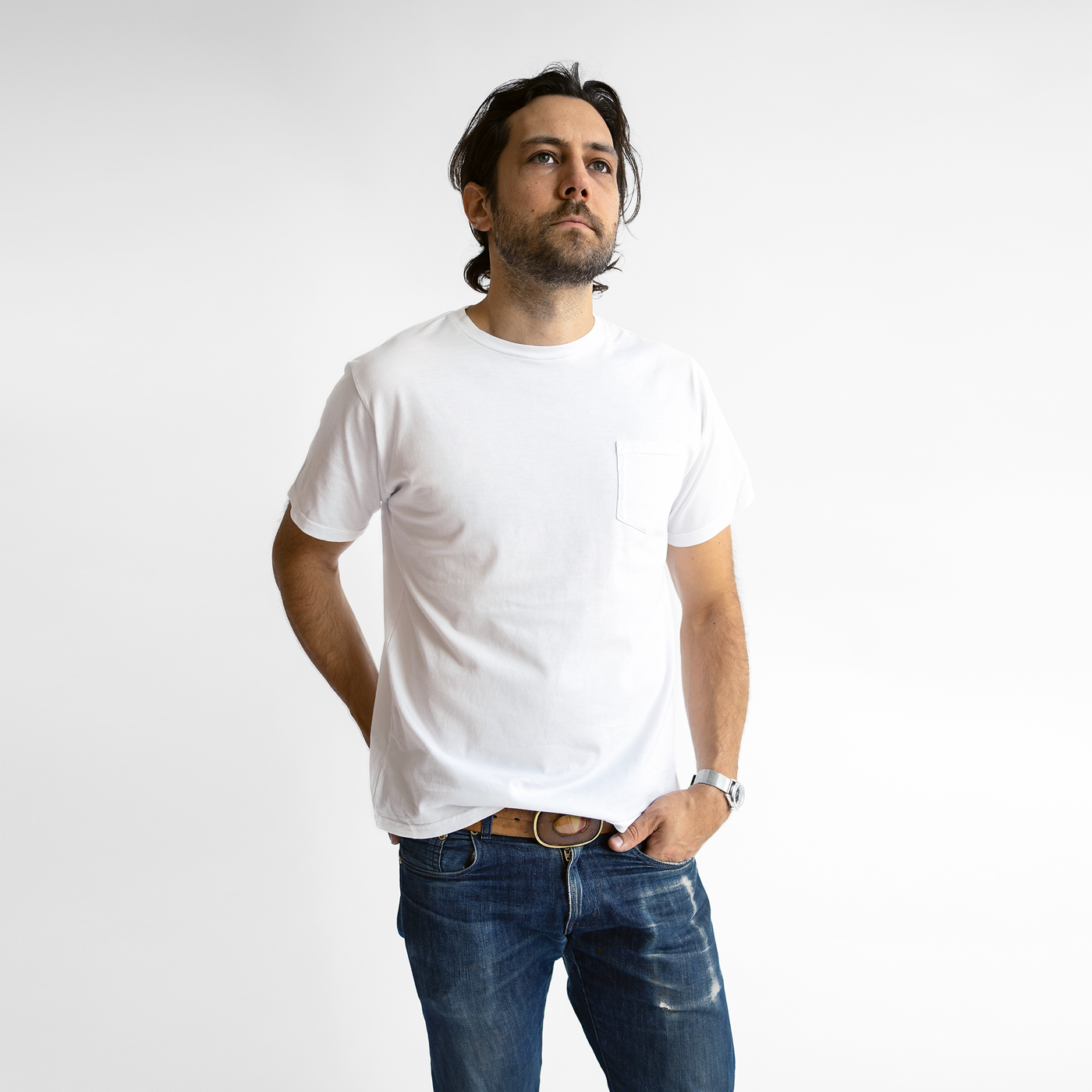 Men's White Tee w/ Chest Pocket