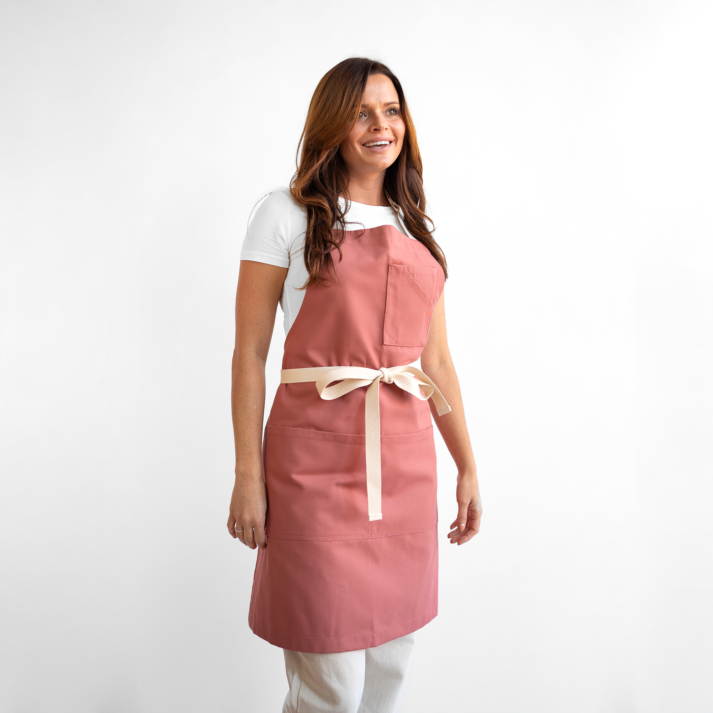 Dusty Red Canvas Crossback Bib Apron