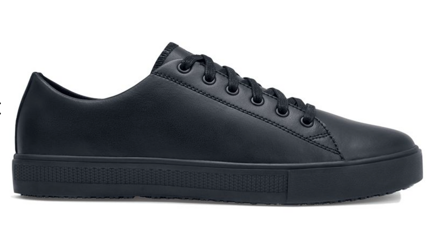 Men's All Black Leather Low-Rider Sneaker