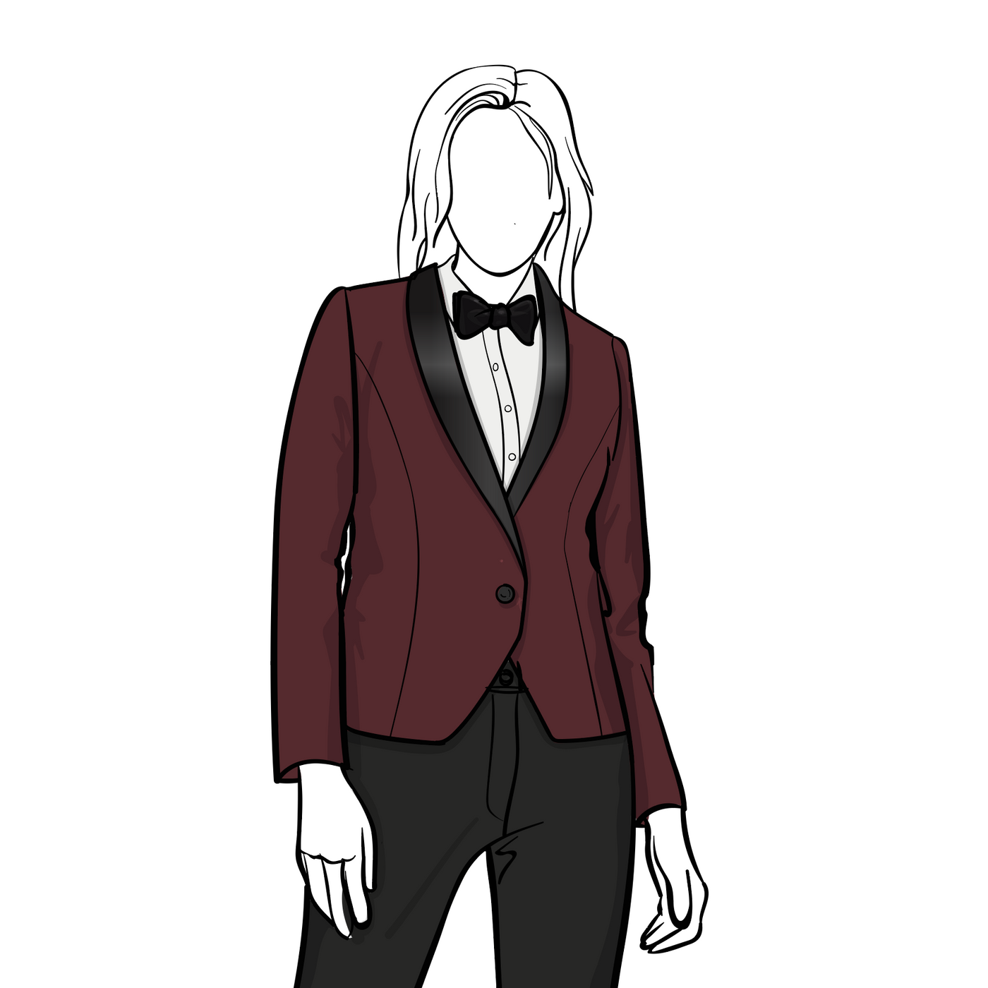 Custom Women's Alston Shawl Collar Burgundy Jacket