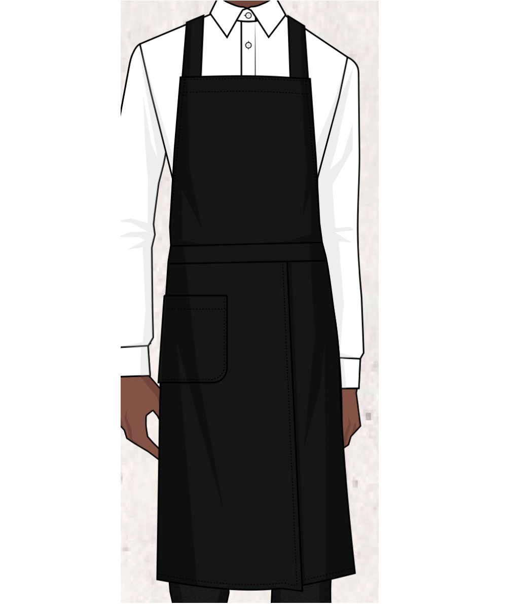 Custom Global Ambassador Black Cross Back Split Hem Bib Apron