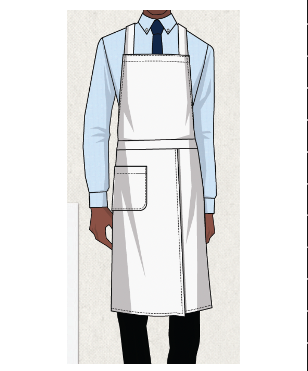 Custom Global Ambassador White Cross Back Split Hem Bib Apron