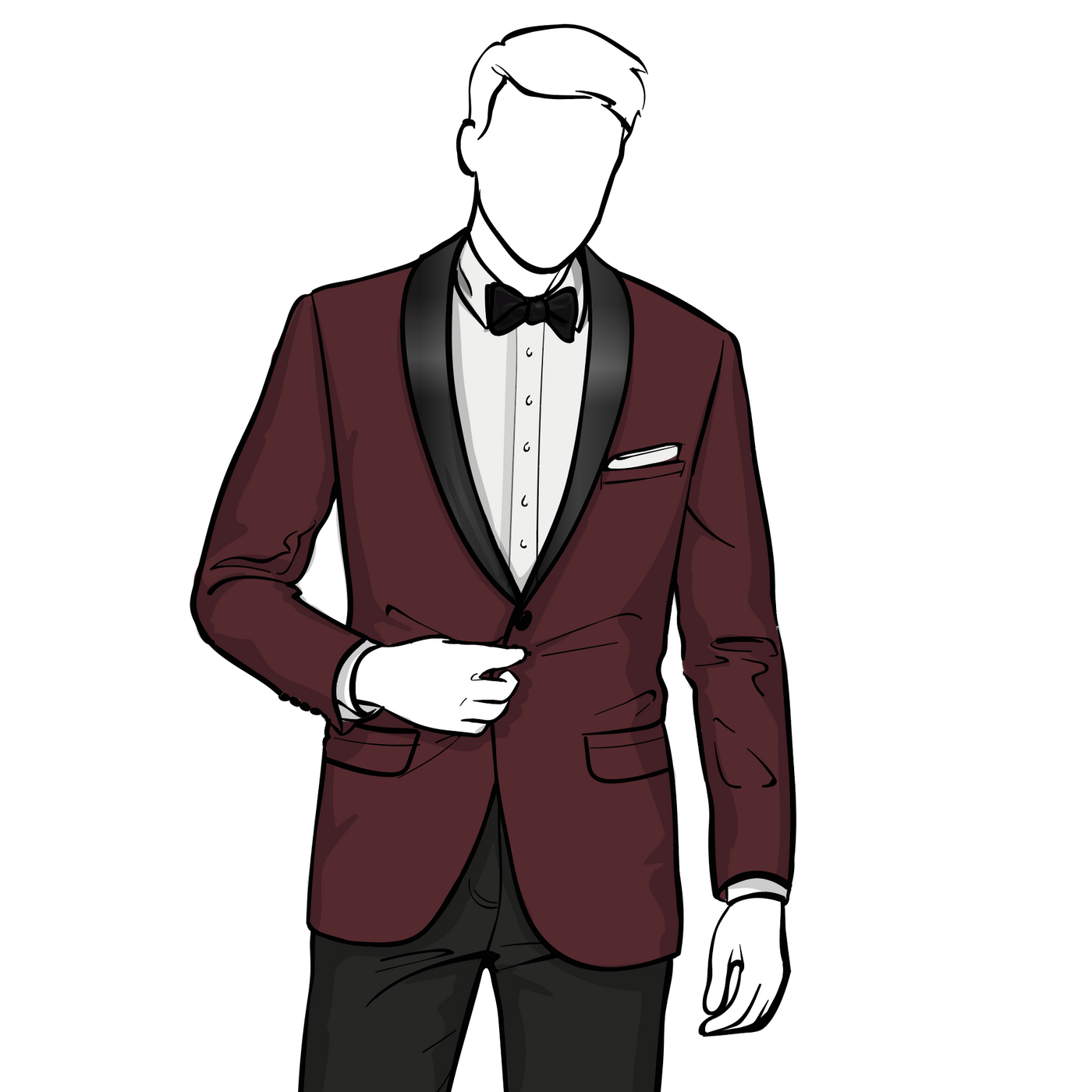 Custom Men's Alston Shawl Collar Burgundy Jacket