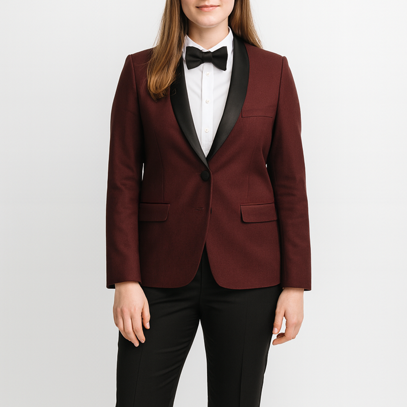 Custom Women's Alston Shawl Collar Burgundy Jacket