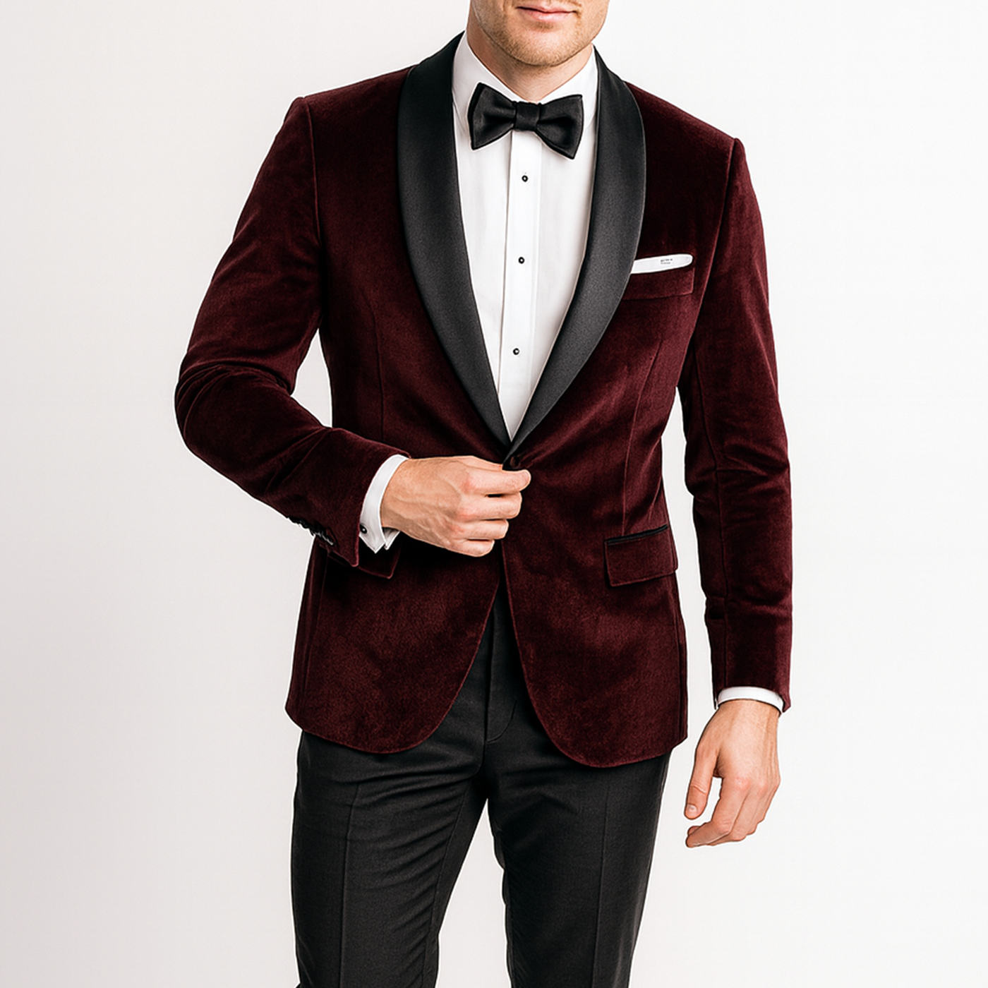 Custom Men's Alston Burgundy Velvet Jacket