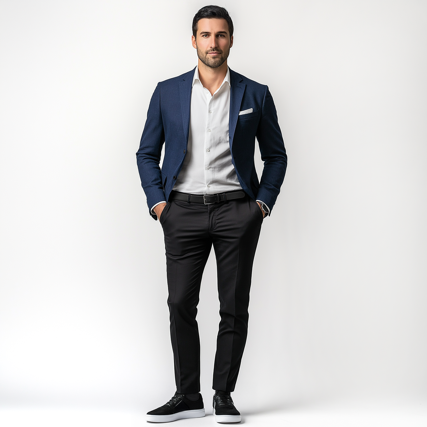 MTM Men's Heathered Navy Tech Blazer