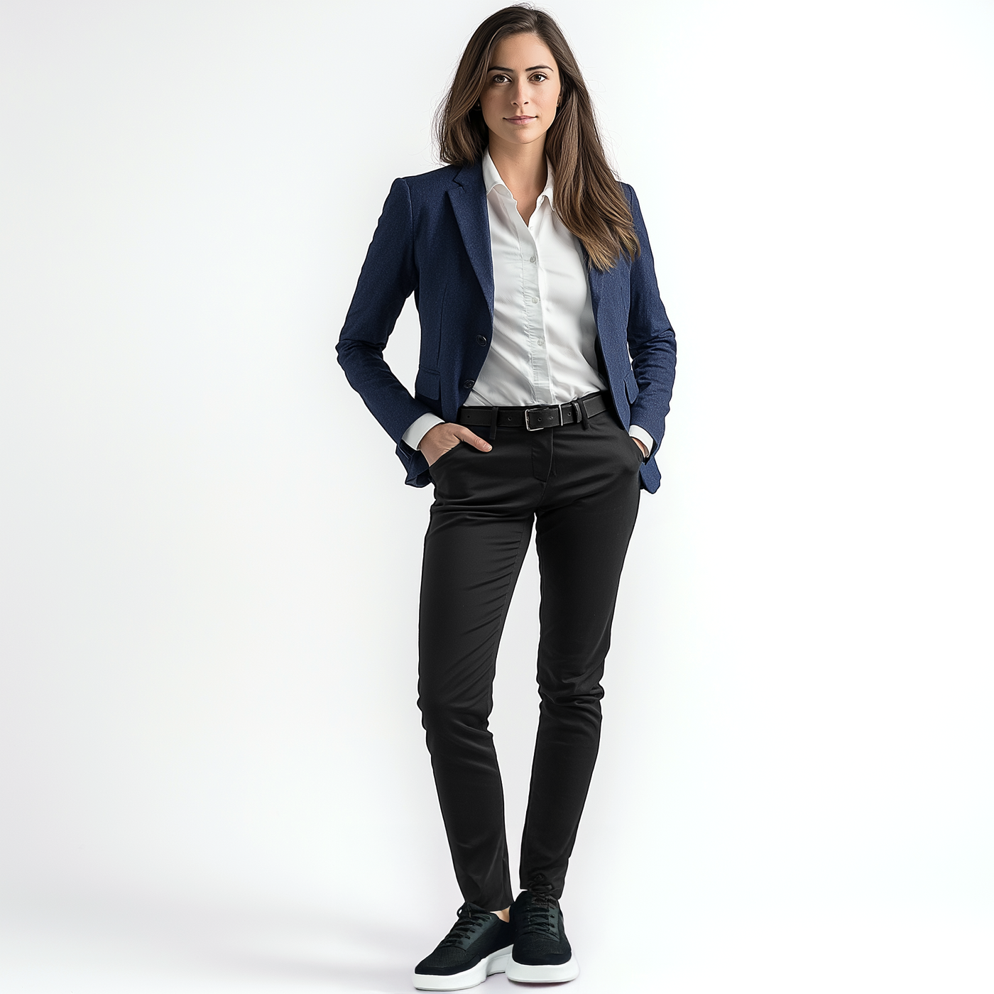 MTM Women's Heathered Navy Tech Blazer