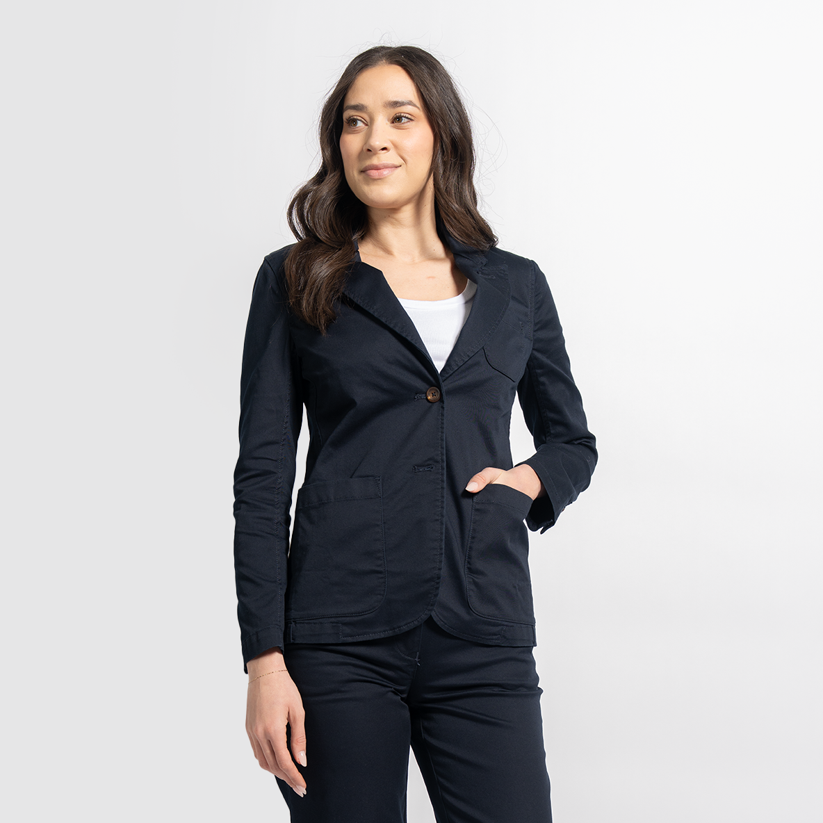 Women's StockTech Washed Twill Navy Blazer