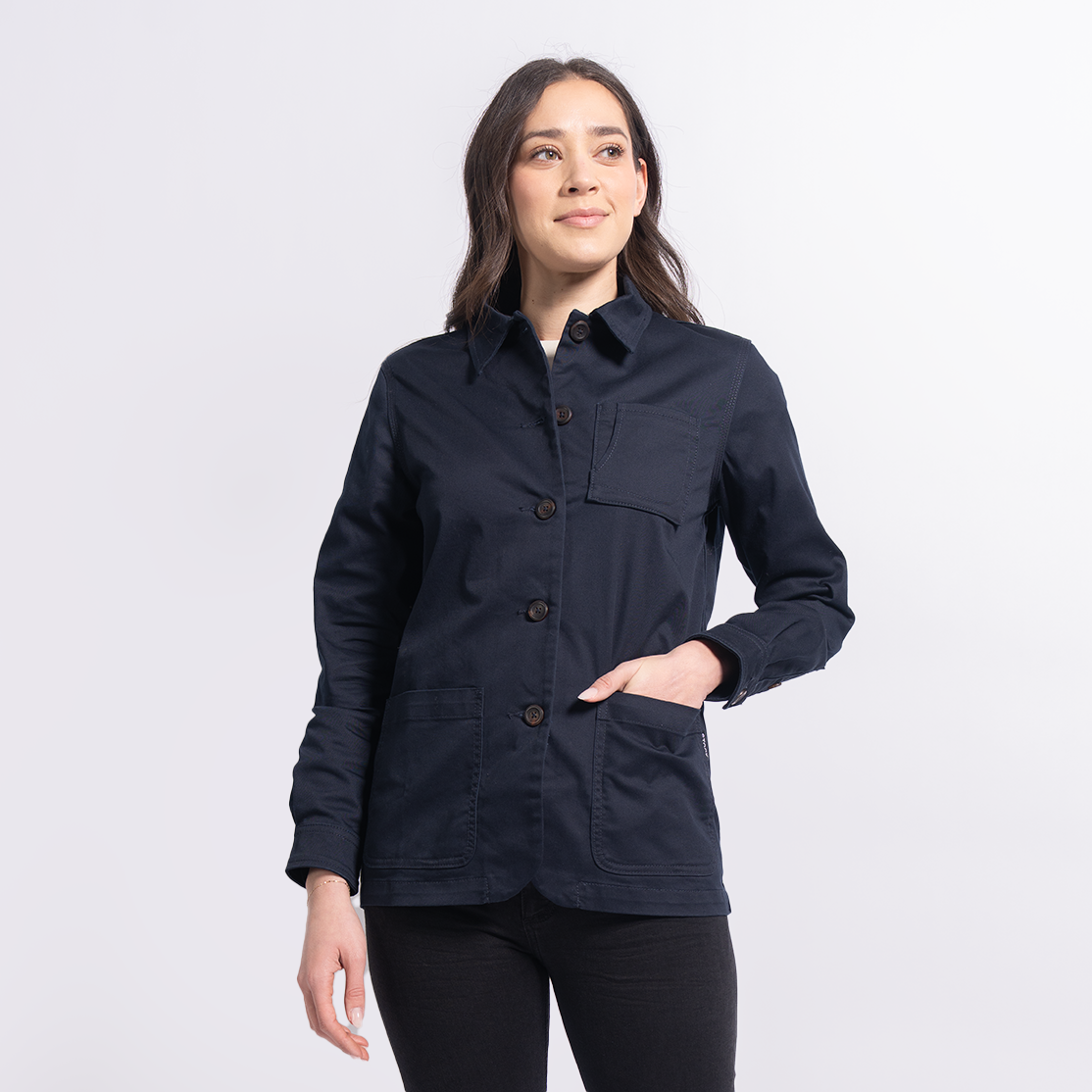 Women's StockTech Washed Twill Navy Chore Coat