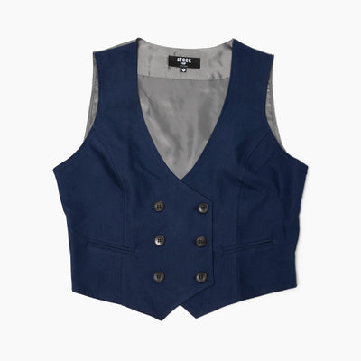 Women's Double Breasted Navy Tech Vest