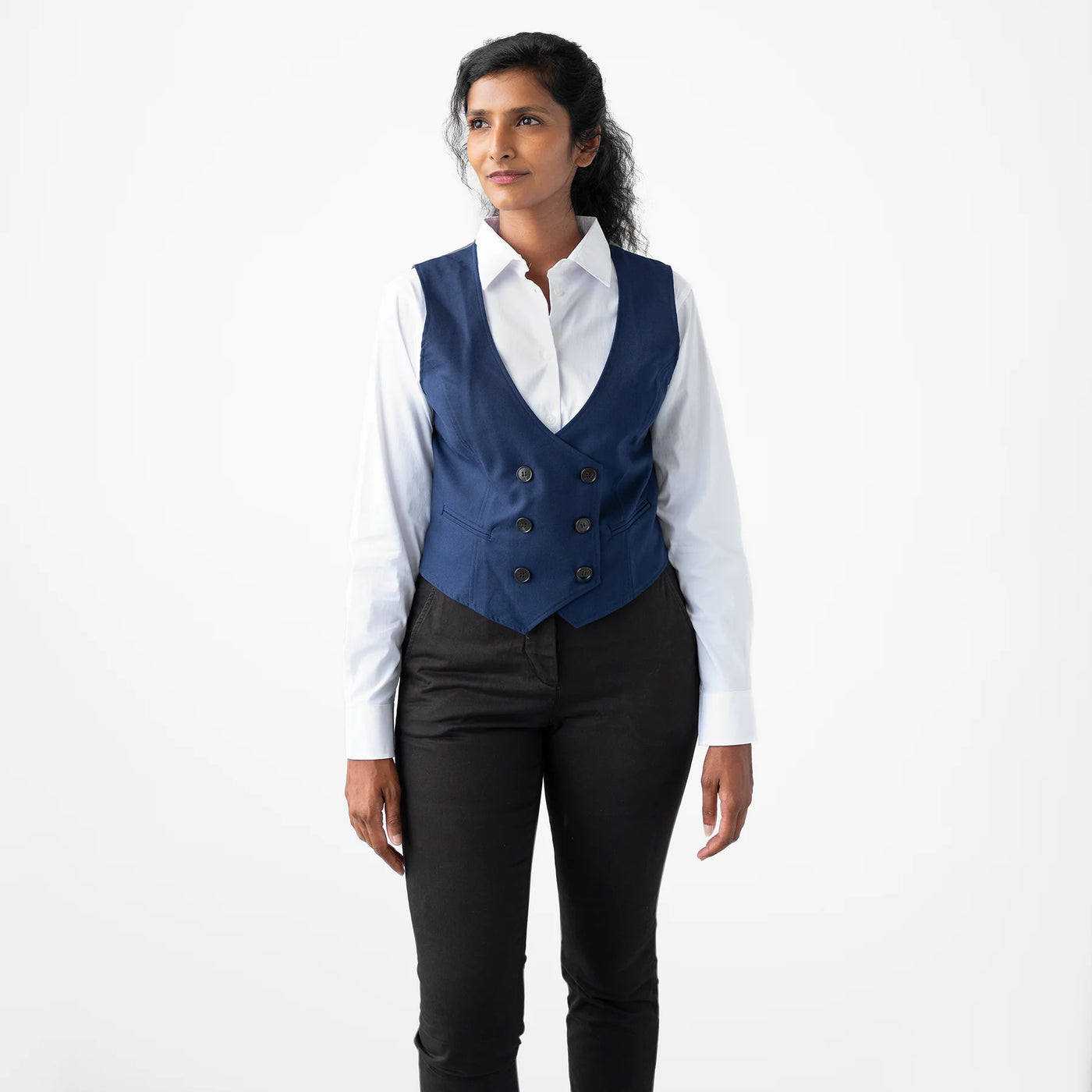 Women's Double Breasted Navy Tech Vest