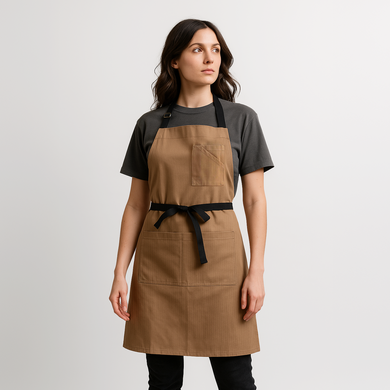 Coyote Herringbone Crossback Bib Apron