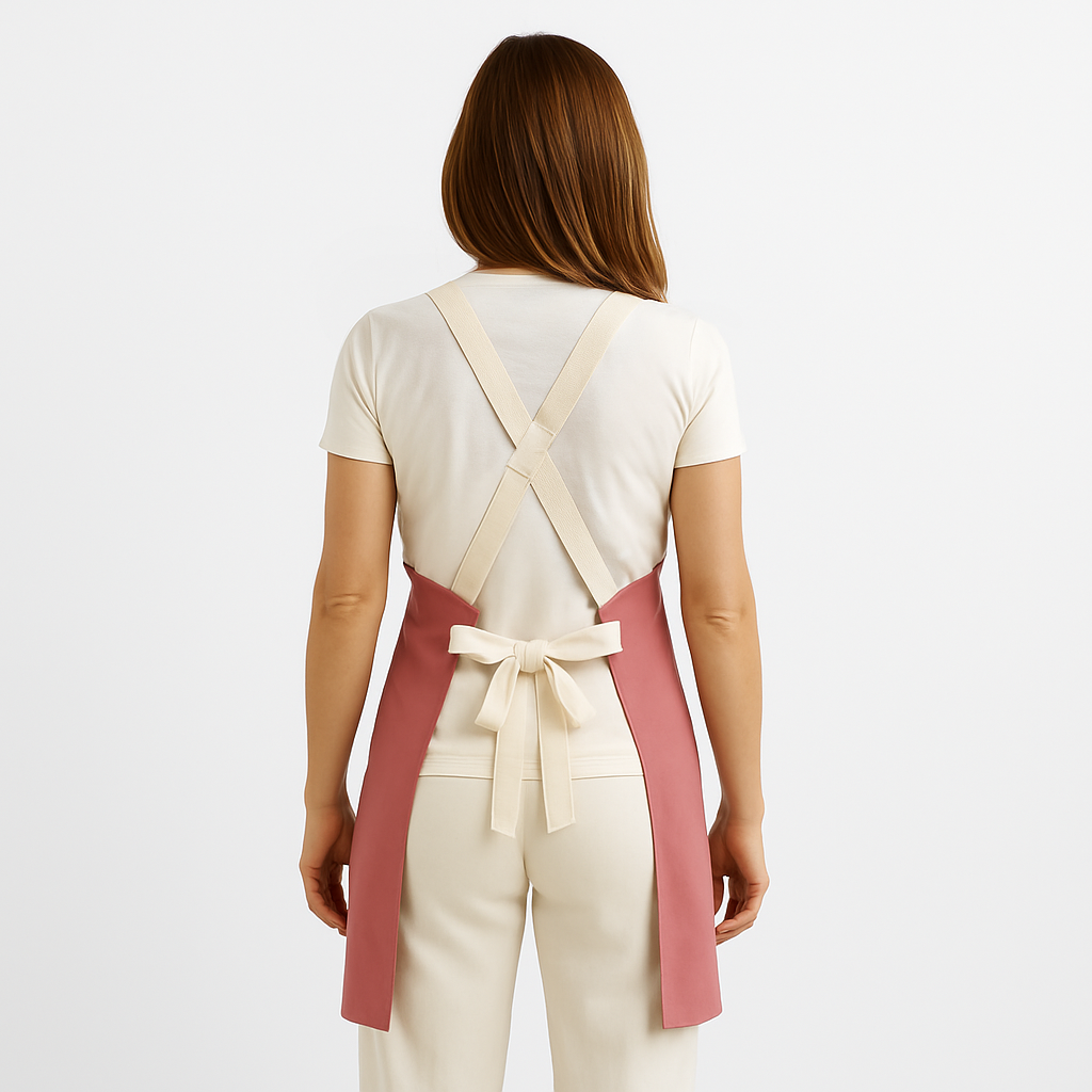 Dusty Red Canvas Crossback Bib Apron