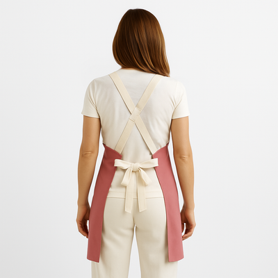 Dusty Red Canvas Crossback Bib Apron