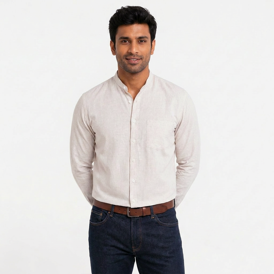 Men's Wheat Banded Collar Service Oxford