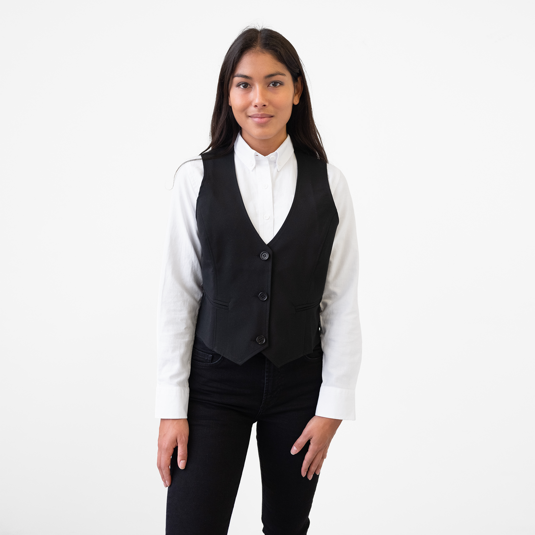 Women's Single Breasted Black Vest – Stock Mfg.