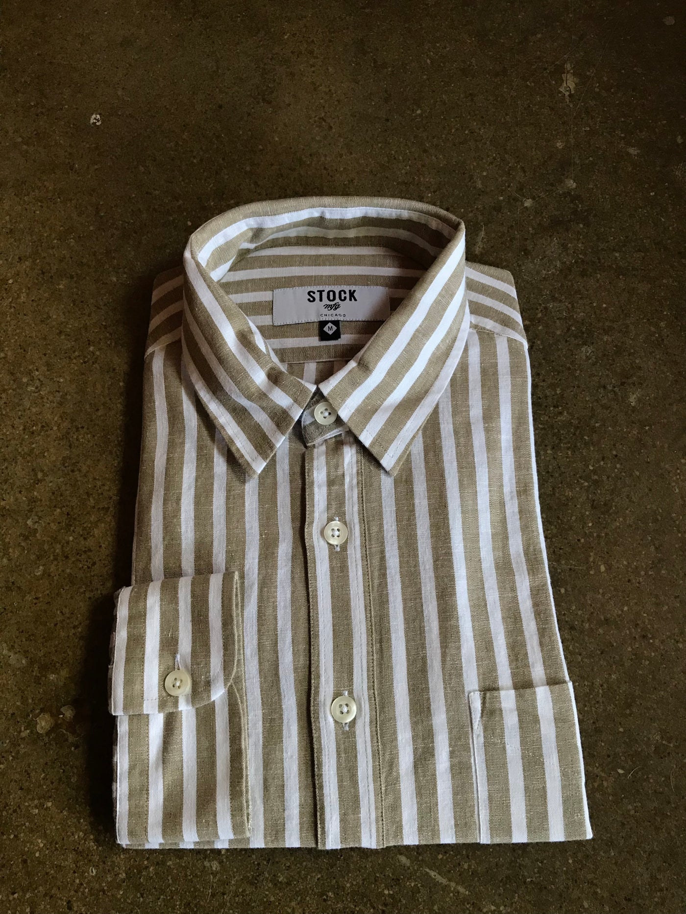 Custom Men's Beige Striped Shirt