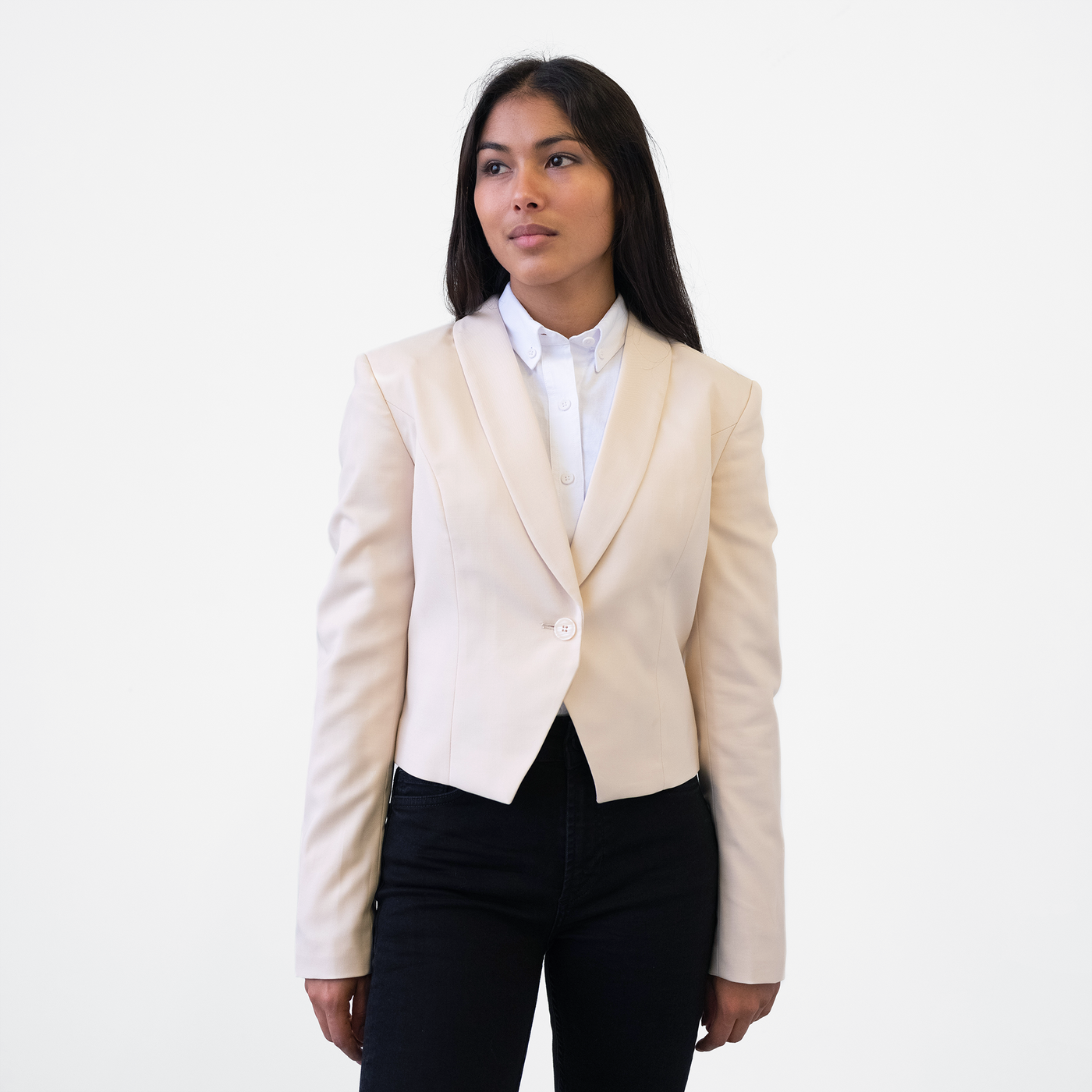 Women's Ivory Shawl Collar Suit Coat