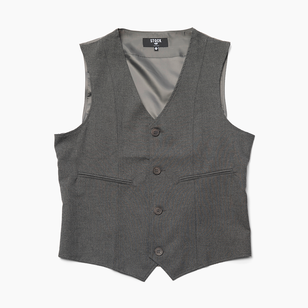Men's Single Breasted Gray Melange Vest