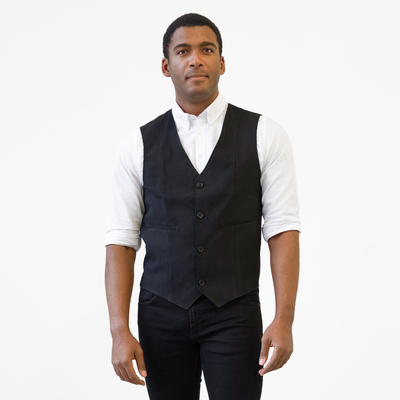 Men's Single Breasted Black Vest