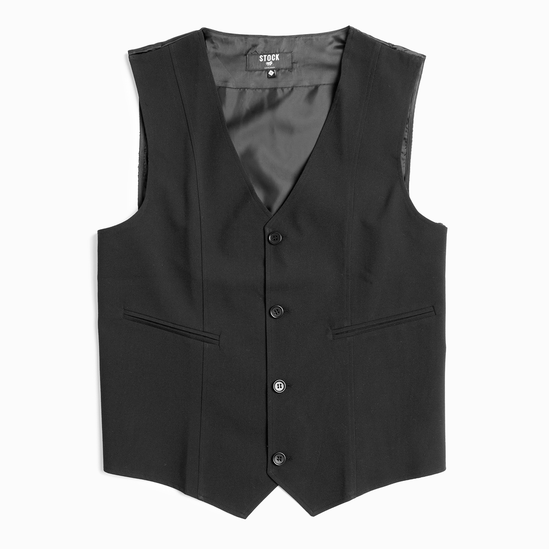 Men's Single Breasted Black Vest – Stock - Main Image
