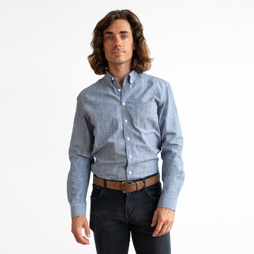 Men's Blue Stretch Service Chambray - Stock Mfg. Co.